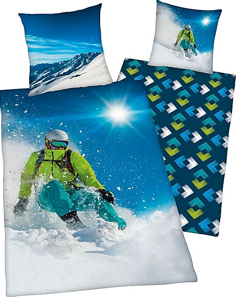 Herding Young Collection Wendebettwäsche "Skifahrer" mit tollem "Skifahrer" günstig online kaufen