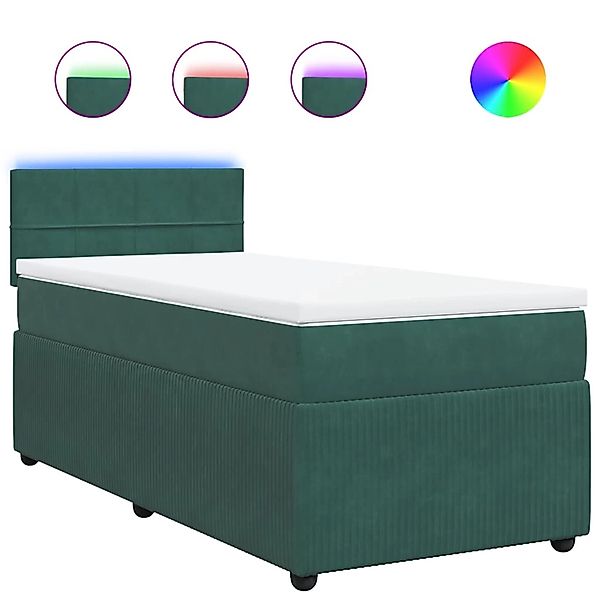 vidaXL Boxspringbett mit Matratze Dunkelgrün 90x190 cm Samt 3289929 günstig online kaufen