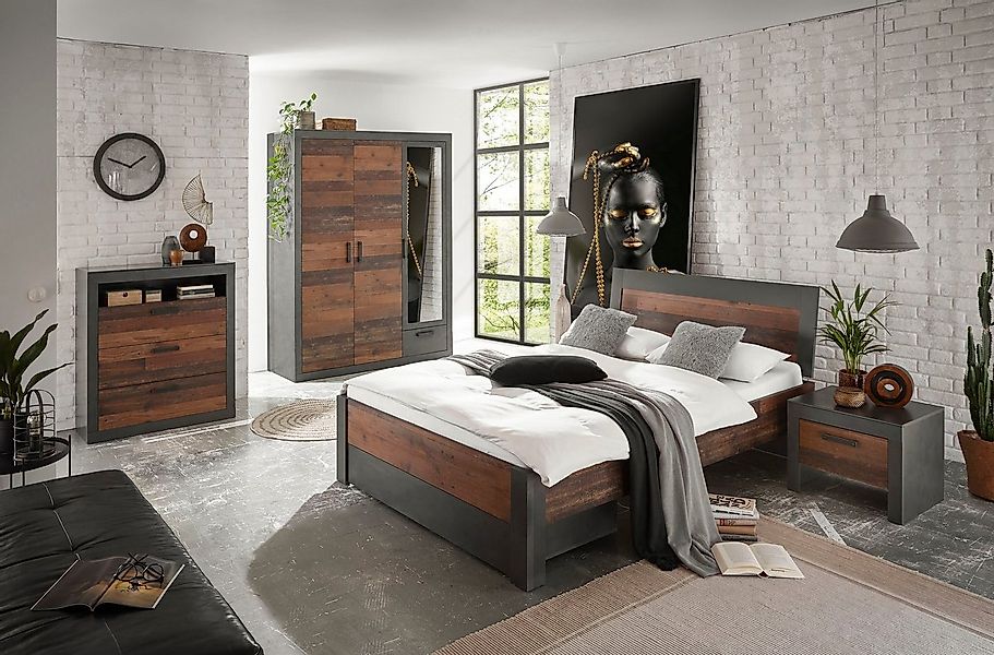 Home affaire Schlafzimmer-Set BROOKLYN, (Set, 5-tlg), Bett mit Holzkopfteil günstig online kaufen