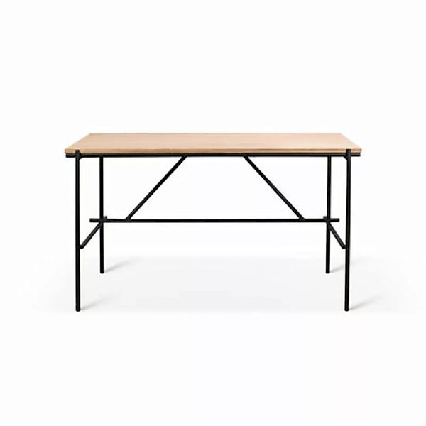 Schreibtisch Oscar schwarz holz natur / Eiche massiv & Metall 140 x 70 cm - günstig online kaufen