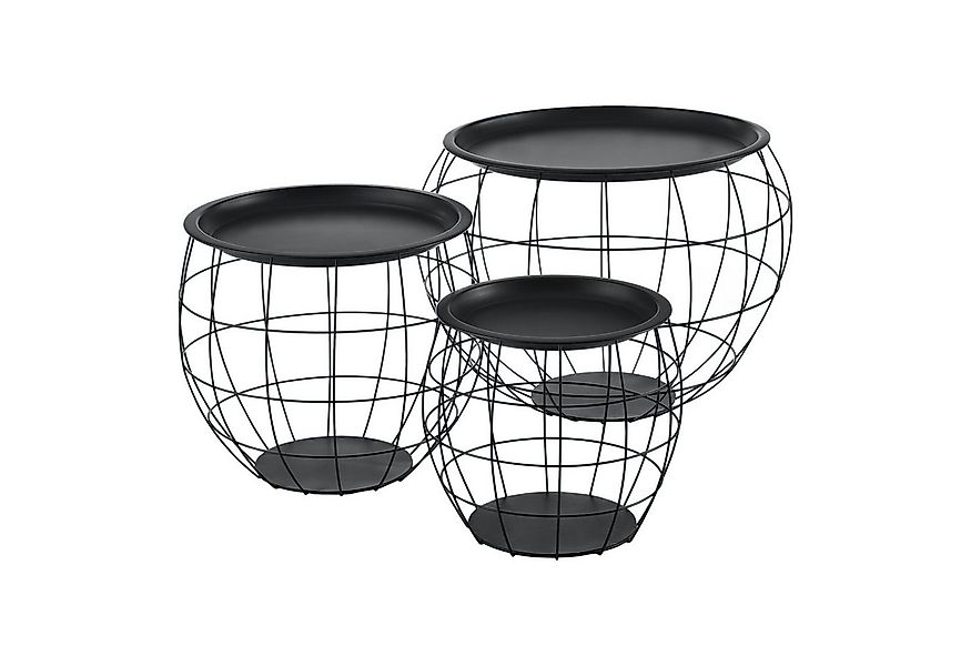 en.casa Beistelltisch (3-St), »Neman« Metallkörbe 3er Set abnehmbare Tischp günstig online kaufen