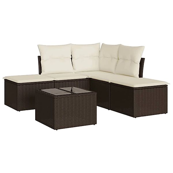 vidaXL 6-Tlg Garten-Sofagarnitur mit Kissen Braun Poly Rattan 3249572 günstig online kaufen