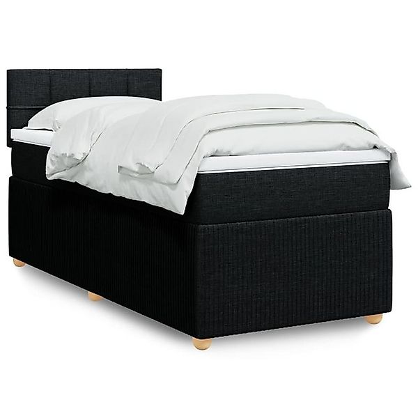 vidaXL Boxspringbett, Boxspringbett mit Matratze Schwarz 100x200 cm Stoff günstig online kaufen