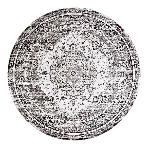 Vintage Teppich rund mit Ornament Muster 200 cm Durchmesser günstig online kaufen