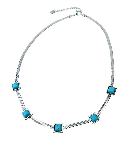 Ella Jonte Edelstahlkette, kurze Kette silber türkis im Boho Style günstig online kaufen