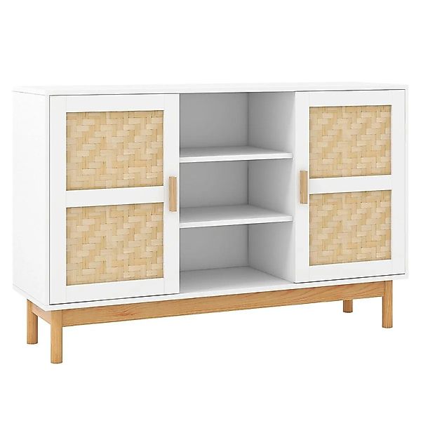 Costway Buffetschrank Aus Holz Weiß & Natur 120 x 35 x 78 cm günstig online kaufen