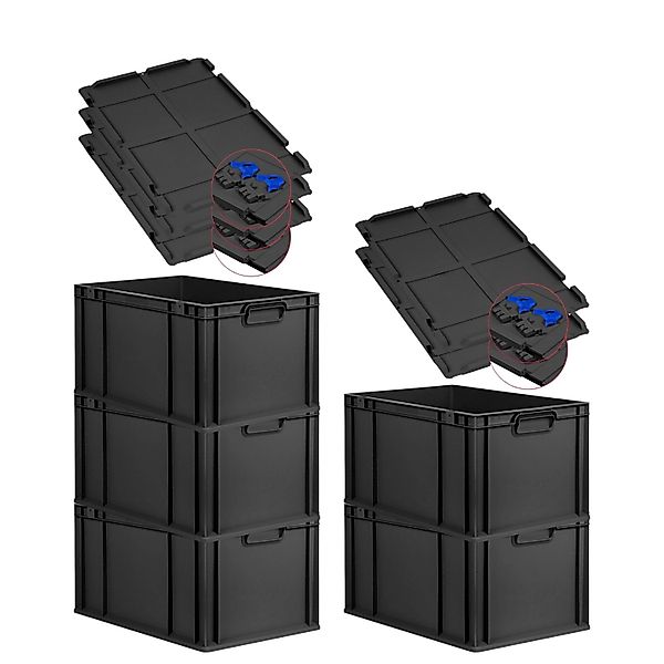 PROREGAL SuperSparSet 5x Eurobox Nextgen Grip Mit Scharnierdeckel Und Blaue günstig online kaufen