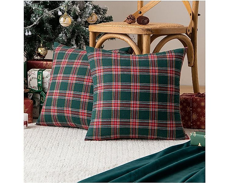 Qelus Kissenbezüge 1/2er Set Kissenbezug 45x45cm Plaid Couch Kissen Sofakis günstig online kaufen
