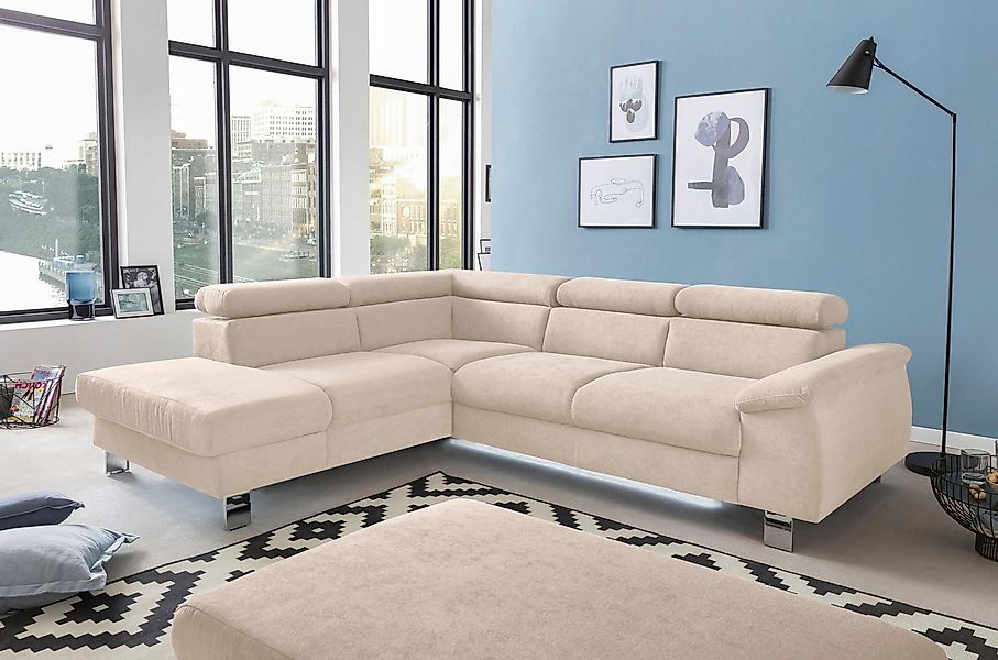COTTA Ecksofa "Komaris L-Form, B: 249 cm" mit Kopfteilverstellung, optional günstig online kaufen