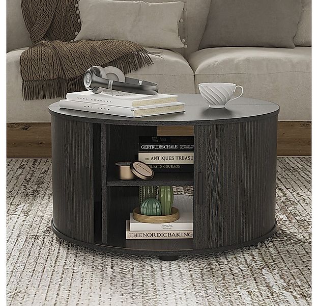 Vicco Couchtisch Selva, Schwarz, 80 x 80 cm mit Schiebetür (1-St) günstig online kaufen