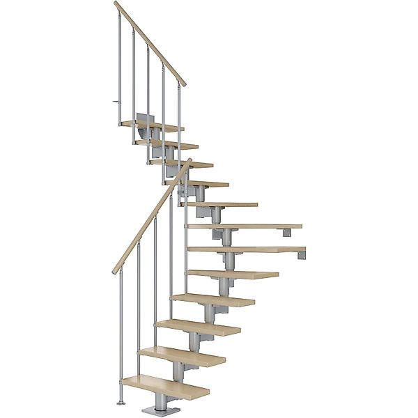 Dolle Mittelholmtreppe Cork Ahorn Perlgrau GH b. 270 cm 1/4 Gewendelt 75 cm günstig online kaufen