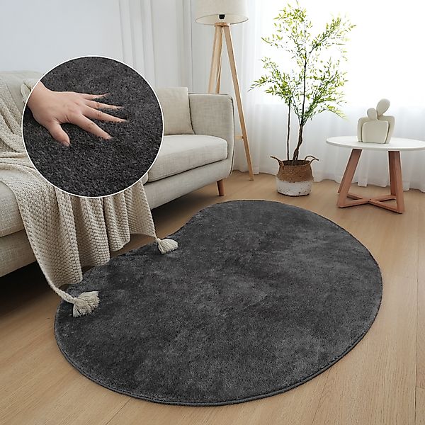 my home Teppich »Cali Bean«, U-förmig, 16 mm Höhe, besondere Form, Uni, wei günstig online kaufen