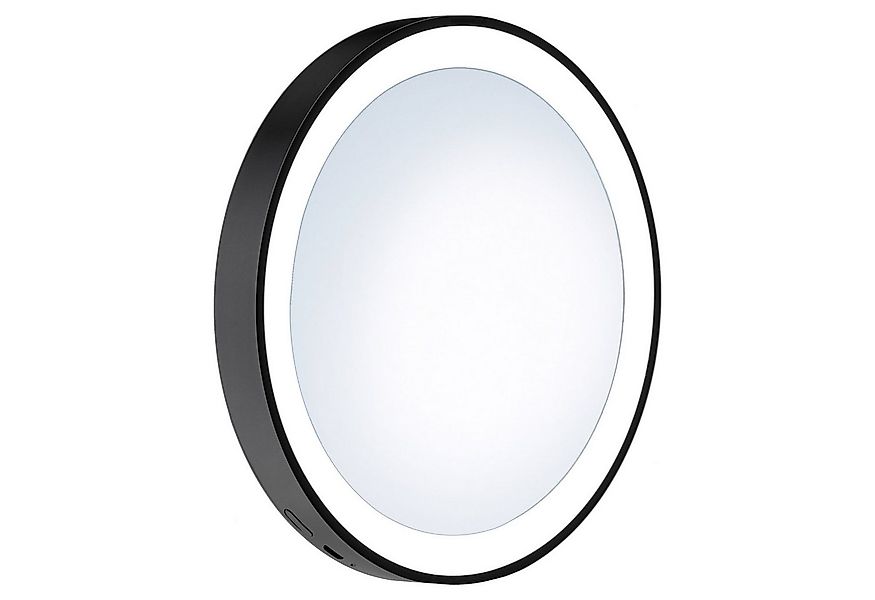 Smedbo Kosmetikspiegel OUTLINE LITE, Ø 12 cm, Schwarz, Kunststoff, LED-Bele günstig online kaufen