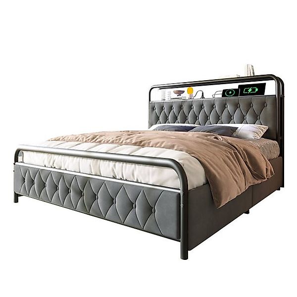 OKWISH Polsterbett Metallbett Stauraumbett (Doppelbett, 180×200CM, mit Bett günstig online kaufen