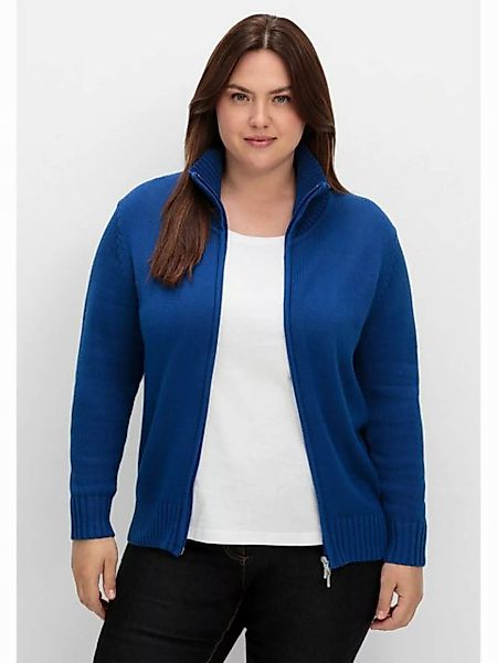 Sheego Strickjacke Große Größen mit Troyerkragen und 2-Wege-Zipper günstig online kaufen