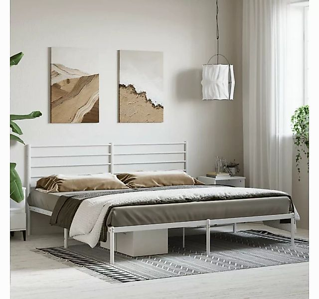 furnicato Bettgestell mit Kopfteil Metall Weiß 193x203 cm (1-tlg) günstig online kaufen