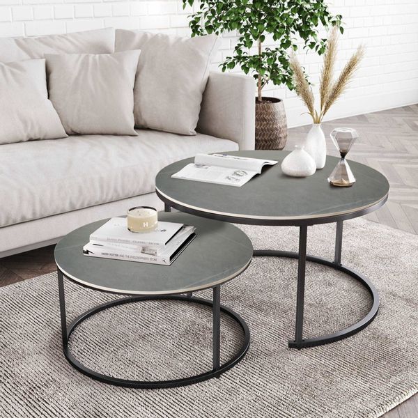 G-LEAF Couchtisch Beistelltisch-Set mit platzsparendem Nesting-Design günstig online kaufen