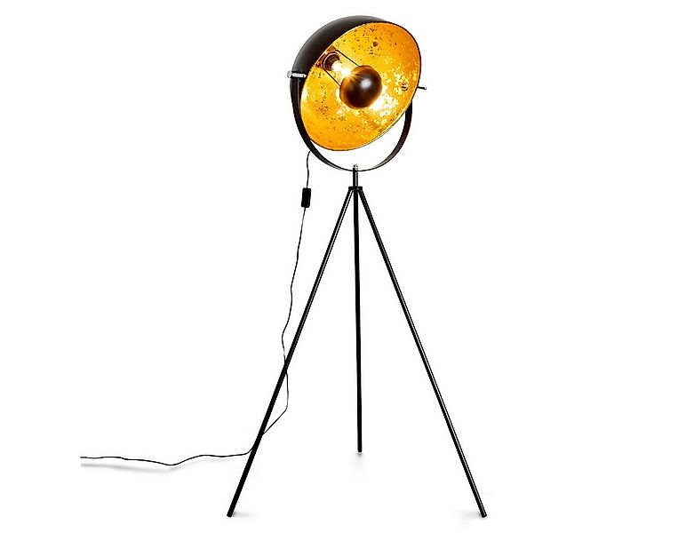 hofstein Stehlampe »Fiano« Stehleuchte Vintage, Lampenschirm in Gold/Schwar günstig online kaufen