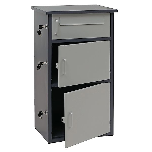 PROREGAL Paketkasten Mit 3 Fächern HxBxT 89x49x38cm Stahl Dunkelgrau/Grau P günstig online kaufen
