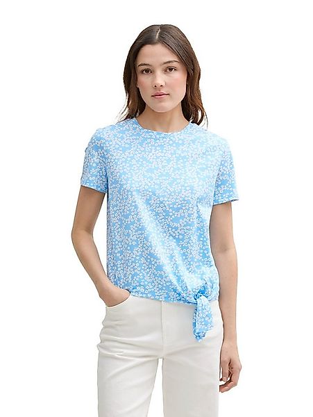 TOM TAILOR Denim T-Shirt mit Minimalprint und seitlichem Knoten günstig online kaufen