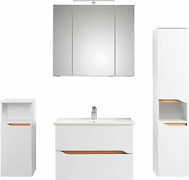 Saphir Badmöbel-Set »Quickset 4-teilig, Keramik-Waschtisch und LED-Spiegels günstig online kaufen