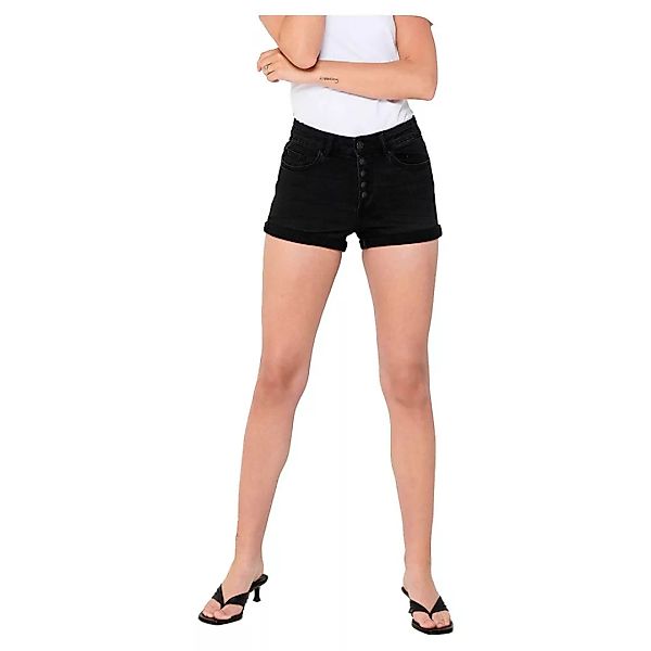 Only Hush Life High Waist Button Jeans-shorts XL Black Denim günstig online kaufen