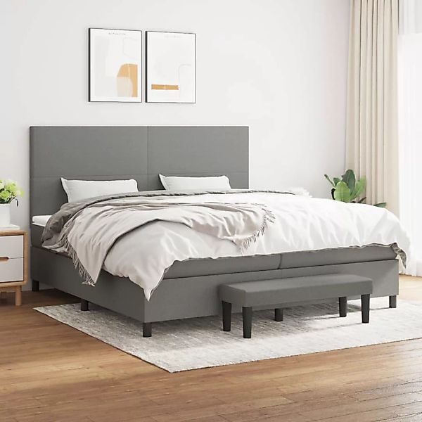 Vidaxl Boxspringbett Mit Matratze Dunkelgrau 200x200 Cm Stoff günstig online kaufen