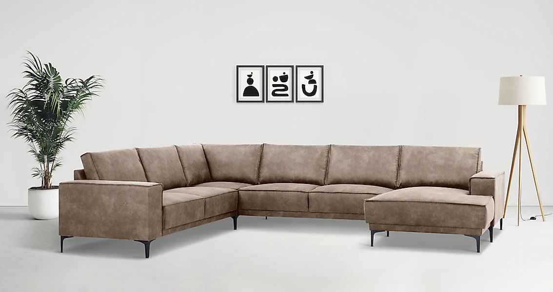 Places of Style Wohnlandschaft "XXL Sofa Oland, Struktur, Flachgewebe, Luxu günstig online kaufen
