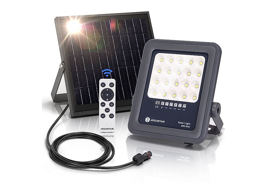 Aigostar Flutlichtstrahler Solarstrahler mit Fernbedienung,6500K,IP65 Außen günstig online kaufen