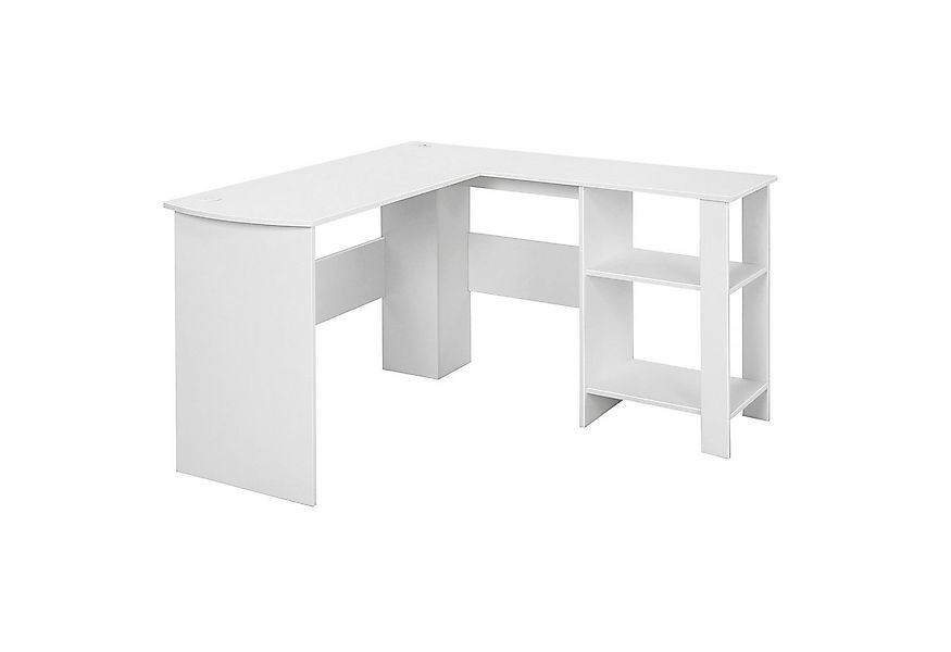 COSTWAY Eckschreibtisch, mit 2 Kabellöchern & Ablagefächern, 130x130x74cm günstig online kaufen