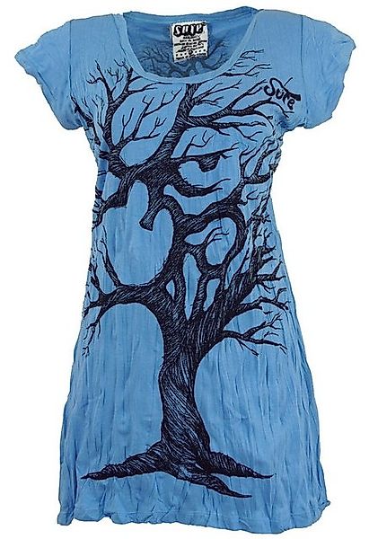 Guru-Shop T-Shirt Sure Long Shirt, Minikleid OM Tree - hellblau Festival, G günstig online kaufen