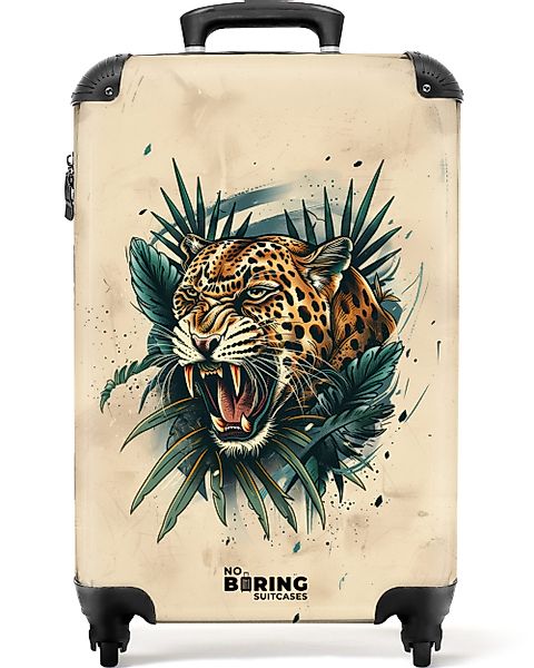 NoBoringSuitcases.com© Hartschalen-Trolley Beige mit Jaguar 55x35x20cm, günstig online kaufen