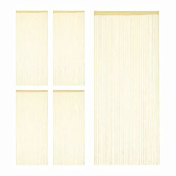 relaxdays 5 x Fadenvorhang beige 90 x 245 cm günstig online kaufen