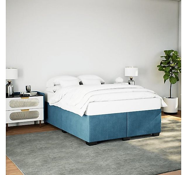 vidaXL Bett, Bettgestell Blau 160x200 cm Samt günstig online kaufen