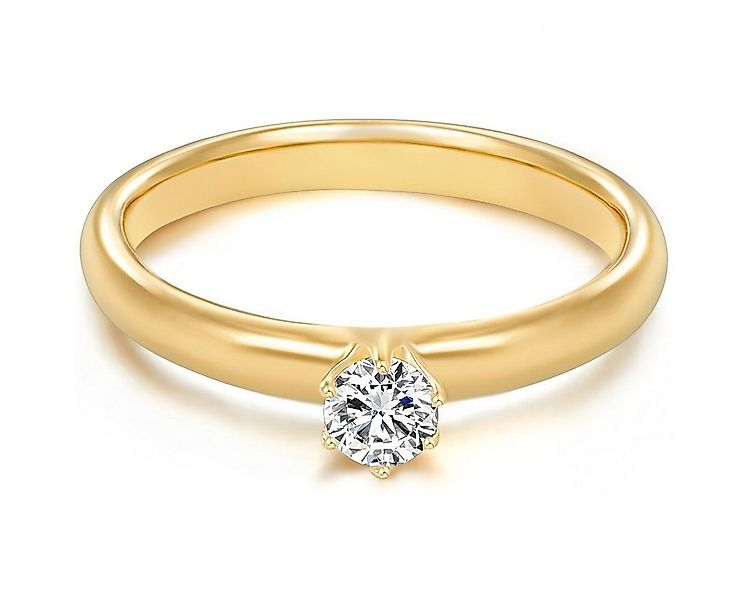 Trilani Silberring gelbgold, mit Zirkonia im Brillant-Look günstig online kaufen