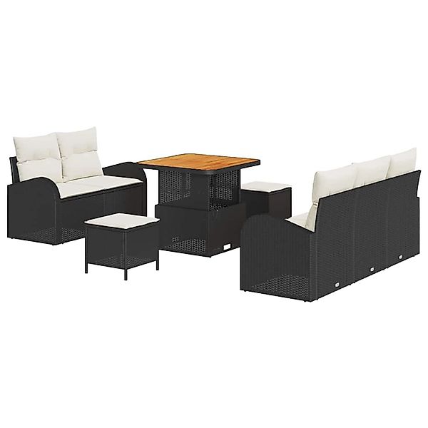 vidaXL Garten-Sofa-Set 8-Tlg Schwarz Poly Rattan 3362335 günstig online kaufen
