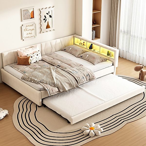 Flieks Daybett, LED Polsterbett Schlafsofa 140x200cm günstig online kaufen