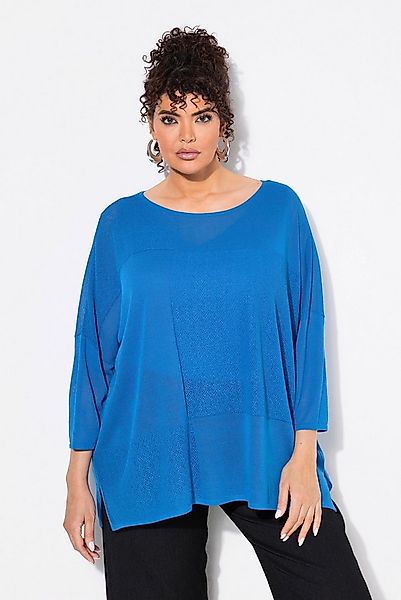 Ulla Popken Strickpullover Pullover Karostruktur oversized Rundhals Halbarm günstig online kaufen