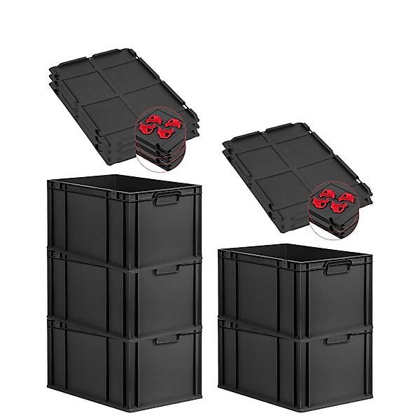 PROREGAL SparSet 5x Eurobox Nextgen Grip Mit Auflagedeckel Und Roten Versch günstig online kaufen