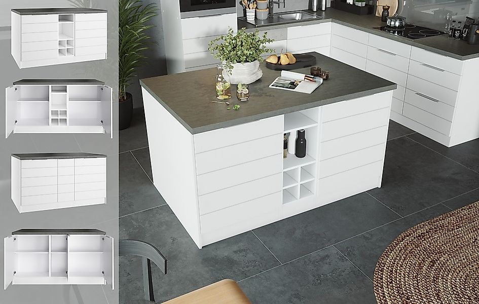 KOCHSTATION Kücheninsel »KS-Luhe, Breite 153 cm, mit Flaschenregal«, MDF-Fr günstig online kaufen