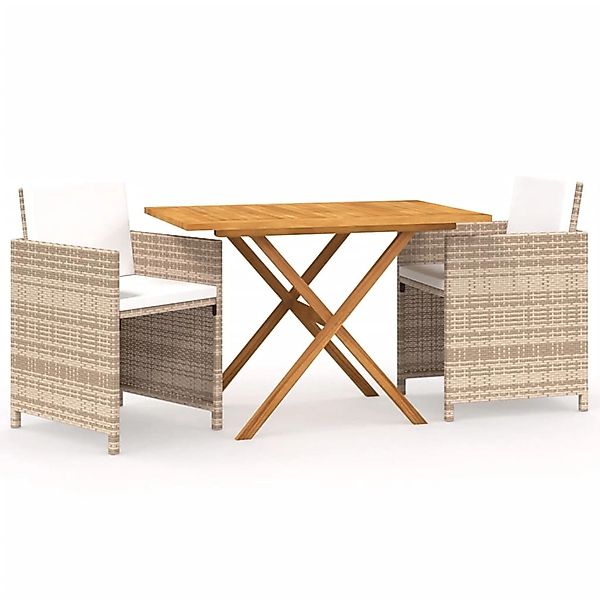 vidaXL 3-Tlg Garten-Essgruppe mit Kissen Beige 3094300 günstig online kaufen