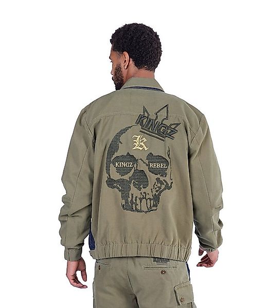 KINGZ Jeansjacke Lässige KINGZ Jeansjacke mit Totenkopf Rins S Totenkopf Be günstig online kaufen