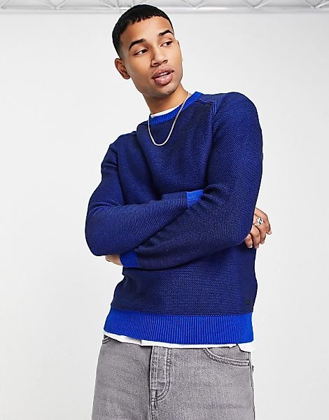 BOSS – Akstumi – Pullover in Blau mit Rundhalsausschnitt günstig online kaufen