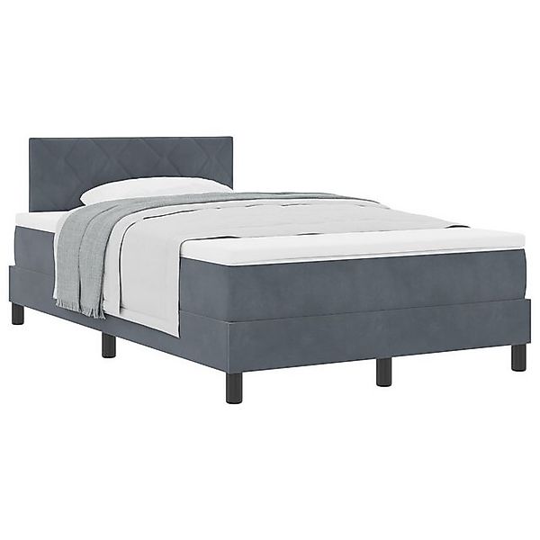 vidaXL Bett Boxspringbett mit Matratze Dunkelgrau 120x200 cm Samt (1-tlg) günstig online kaufen