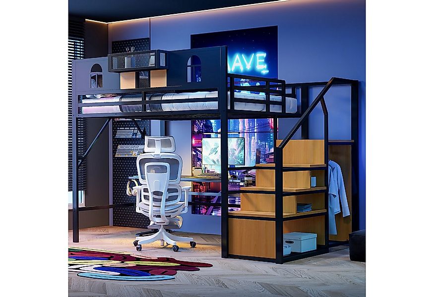 Merax Hochbett 140x200cm (1-St., Jugendbett Einzelbett Eisenbett) Metallbet günstig online kaufen