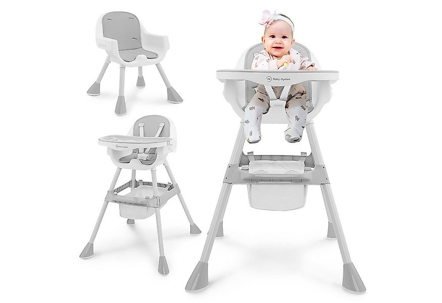 Moby-System Kinderstuhl Moby-System Magnolia 2in1 Hochstuhl - Grau günstig online kaufen