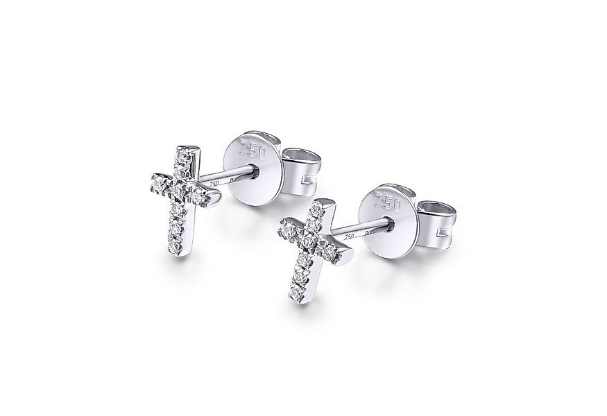 Stella-Jewellery Paar Ohrstecker 585er Weißgold Ohrstecker Kreuz mit Diaman günstig online kaufen