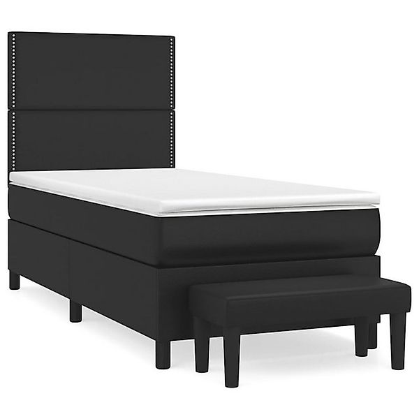vidaXL Boxspringbett, Boxbett mit Matratze Schwarz 90x200 cm Kunstleder günstig online kaufen