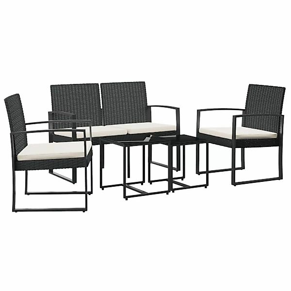 vidaXL 5-tlg Garten-Essgruppe mit Kissen Schwarz PP-Rattan Modell 1 günstig online kaufen