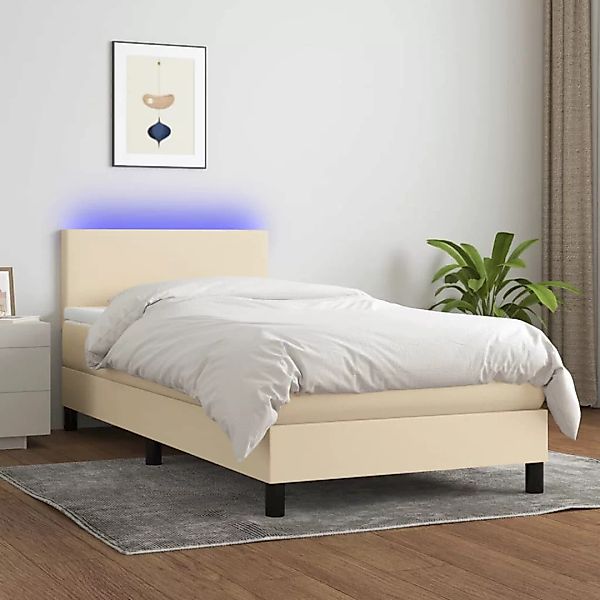 Vidaxl Boxspringbett Mit Matratze & Led Creme 100x200 Cm Stoff günstig online kaufen